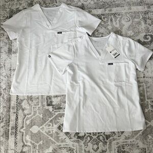 2 pair BRAND NEW white figs scrub tops